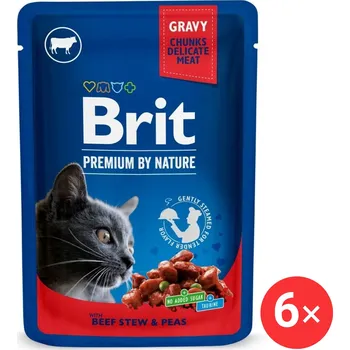 Brit Premium by Nature Cat Pouch with Beef Stew & Peas 6 × 100 g