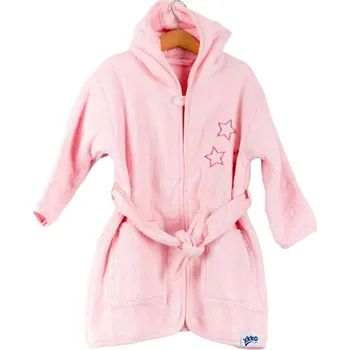 Dámský župan KIKKO XKKO Organic Dětský župan, biobavlněný, froté - Baby Pink Stars, 6 - 12 m