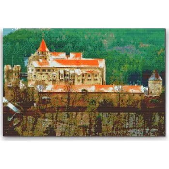 Diamantové malování Painting Queens Diamantové malování Hrad Pernštejn, 60 × 80 cm, s rámem, hranaté