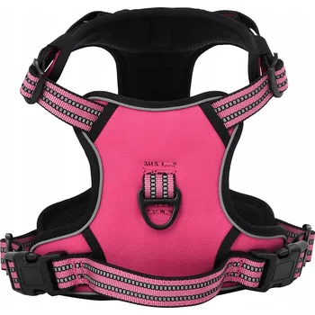 Postroj pro psa SILNÉ POSTROJE PRO PSA BEZ TLAČENÍ S REFLEXNÍMI PRUHY RŮŽOVÉ XL