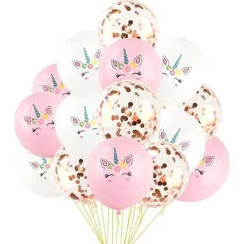 Balónek Balónky Sada konfetových balónků k narozeninám, 15 ks, jednorožec
