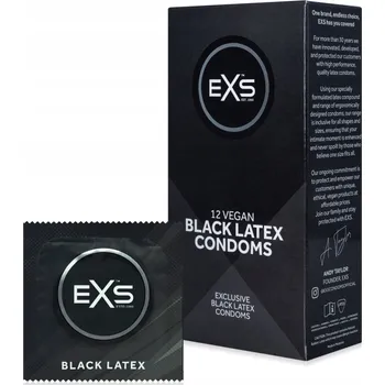 Kondom EXS Kondomy z ČERNÉHO LATEXU, BLACK LATEX 12 ks