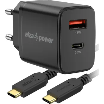 AlzaPower A101CA Fast Charge 20W černá + Core USB-C 2.0 60W 1m černý