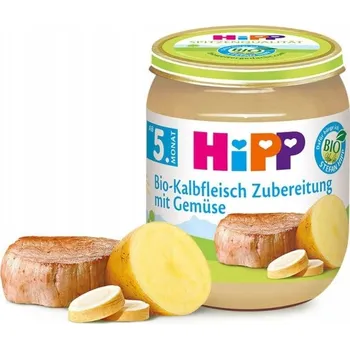 Dětská výživa Příkrm Hipp od 4. měsíce 125 g telecí maso, zelenina, brambory