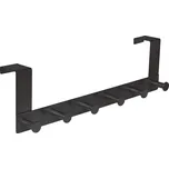 Walteco věšák na dveře 6 háčků, zavěšení 40 mm, nerez, matná černá
