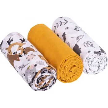 látková plena Baby Nellys Mušelínové pleny Lux - Lesní zvířátka 3 ks