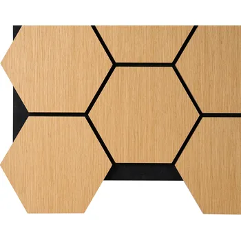 Stavební materiál Fired Up Akustický dřevěný šestiúhelníkový panel Fuse, dekor přárodního dubu