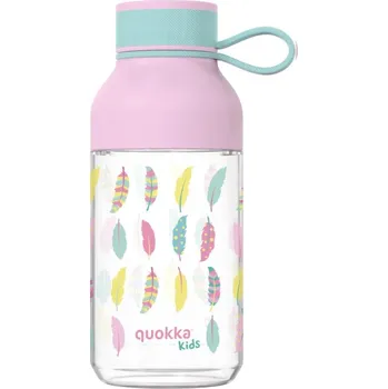 Láhev Quokka Kids, Plastová láhev s poutkem Feathers, 430ml, 40153