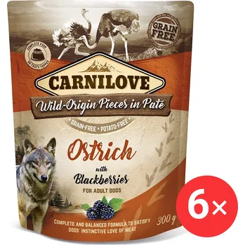 Carnilove Dog Pouch Paté Ostrich with Blackberries 6 × 300 g