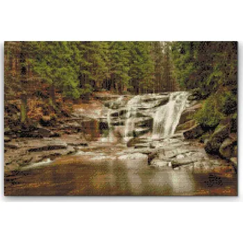 Diamantové malování Painting Queens Diamantové malování Krkonoše Mumlavský vodopád, 80 × 120 cm, s rámem, hranaté