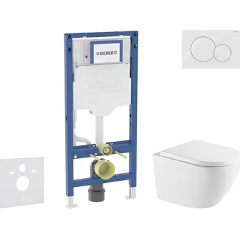 WC sada Geberit Duofix - Set předstěnové instalace, klozetu Oudee a sedátka softclose, tlačítko Sigma01, alpská bílá SANI11CA31128