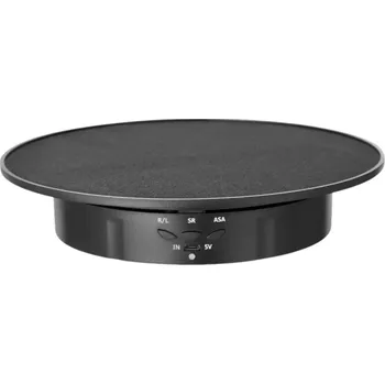 Motorový otočný prezentační stojan 360° průměr 20 cm Jemně strukturovaný povrch Rotační podstavec Napájení kabelem Výstavní stojan na produkty černá