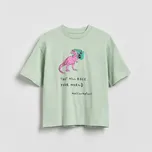 Reserved - Bavlněné tričko s potiskem - bledá zelená - 008IY-07X - 008IY-07X-98