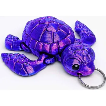 3D hýbací želva na klíče | Svíčkománie3D | Barva: Fialovo-modrá lesklá