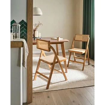 Sada 2 jídelních židlí hnědé bambusové dřevo PE ratan skládací styl boho kuchyně jídelna Beliani