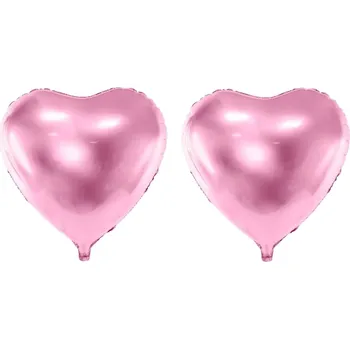 Balónek PARTYDECO Foliový balón - srdce, světle růžové, svatba / valentýn, 45 cm, 2 ks