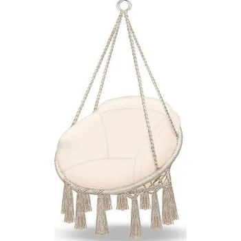 Křeslo Závěsné křeslo s velkým polštářem, nosnost 200 kg, béžové - A TILLVEX