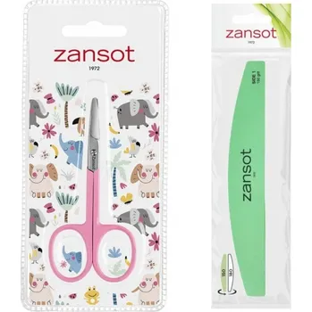 Zansot Dvoustranný pilník + nůžky na nehty pro děti, růžové