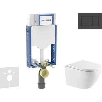 Geberit Kombifix - Set předstěnové instalace, klozetu Oudee a sedátka softclose, tlačítko Sigma20, matná černá/černá SANI15CA5154
