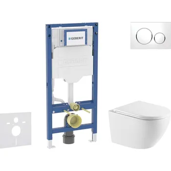 WC sada Geberit Duofix - Set předstěnové instalace, klozetu Oudee a sedátka softclose, tlačítko Sigma20, bílá/chrom SANI11CA31118