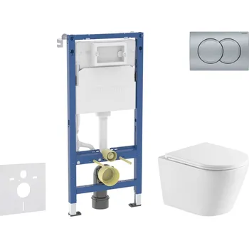 WC sada Geberit Duofix - Set předstěnové instalace, klozetu Nefia a sedátka softclose, tlačítko Delta01, matný chrom SANI11CA2108