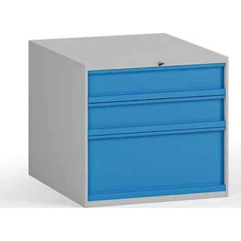 B2B Partner Závěsný dílenský box na nářadí k pracovním stolům, 3 zásuvky, zámek, 510 x 592 x 470 mm, modrá