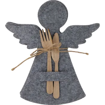 Vánoční dekorace H&L Vánoční podložka na prostírání příborů anděl, set 8 ks, šedá