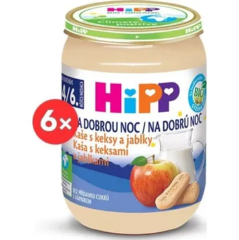 Dětská výživa HiPP BIO Kaše na dobrou noc s keksy a jablky - 6× 190 g