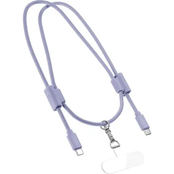 Datový kabel Epico šňůrka na telefon s USB-C na USB-C kabelem - fialová