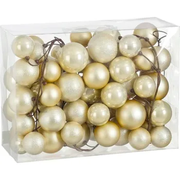 Vánoční dekorace LAALU Vánoční ozdoby - girlanda s ozdobami, champagne, 180 cm, 68 ks