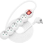AlzaPower Arc prodlužovací přívod 230V 5 zásuvek vypínač 5m bílý