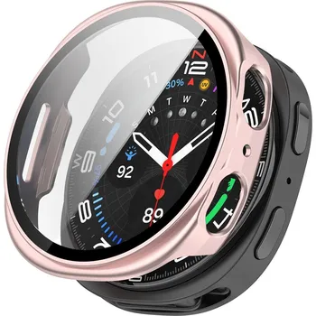 Ostatní příslušenství k chytrým hodinkám VSECHNONAMOBIL 115088 PC FULL COVER Plastový kryt se sklem pro Samsung Galaxy Watch8 40mm metalický růžový
