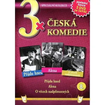3x Česká komedie 8: Přijdu hned, Alena, O věcech nadpřirozených /papírové pošetky/ (3DVD) - DVD