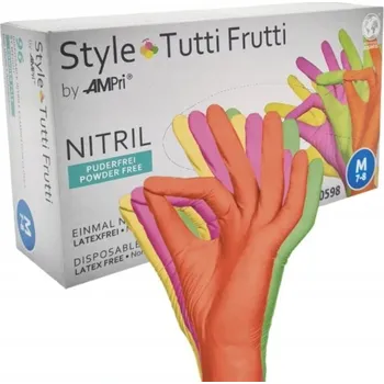 Vyšetřovací rukavice Vyšetřovací rukavice nitrilové bez pudru Tutti Frutti, 96 ks M
