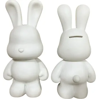 Dekorativní králík kasička 23 x 12 cm DIY figurka z pryskyřice k polití barvou Kreativní malování spoření peněz designová dekorace