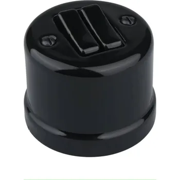 vypínač X-Site Retro dvojvypínač keramika nástěnný černý bez rámečku