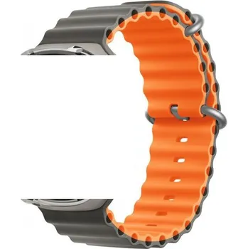 Příslušenství k chytrým hodinkám Devia Deluxe Sport6 řemínek k hodinkám Apple Watch 44 / 45 / 46 / 49mm - šedá / oranžová