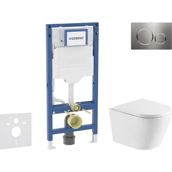 WC sada Geberit Duofix - Set předstěnové instalace, klozetu Nefia a sedátka softclose, tlačítko Sigma20, nerez SANI11CA6171