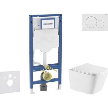 WC sada Geberit Duofix - Set předstěnové instalace, klozetu Arkas I a sedátka softclose, tlačítko Sigma01, alpská bílá SANI11CA31139