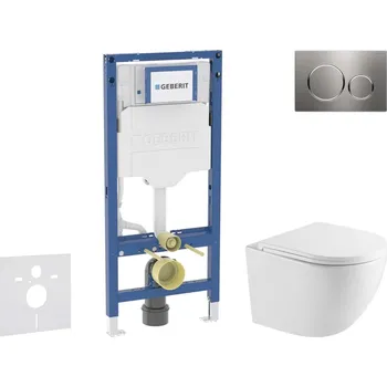 WC sada Geberit Duofix - Set předstěnové instalace, klozetu Oudee a sedátka softclose, tlačítko Sigma20, nerez SANI11CA6170