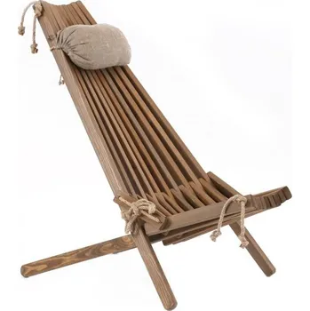 EcoFurn Lilli Dřevěné zahradní skládací křeslo s polštářem, olše, popelavý olej