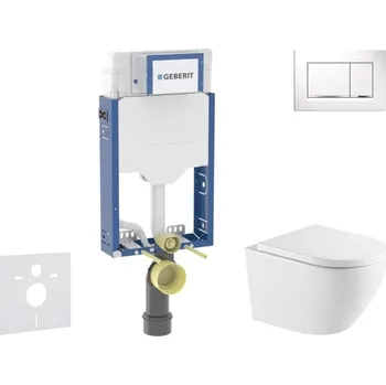 WC sada Geberit Kombifix - Set předstěnové instalace, klozetu Oudee a sedátka softclose, tlačítko Sigma20, bílá/chrom SANI15CA3163
