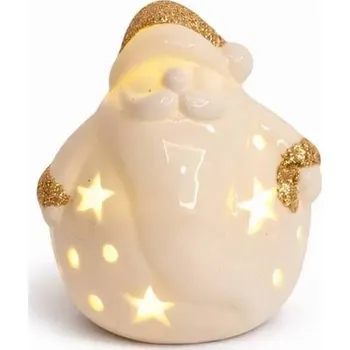 Velikonoční dekorace DECOLED LED keramický santa, 7,6 × 7 × 7,8 cm, teple bílá, 2× LR44