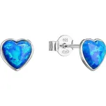 EVOLUTION GROUP Stříbrné náušnice pecky se syntetickým opálem modré srdce 11337.3 (Ag, 925/1000, 0,