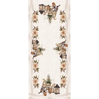 ubrus 4sleep Vánoční ubrus skřítci béžový 40 × 140 cm