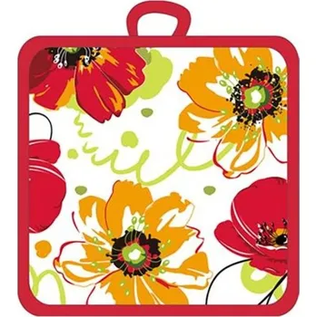 Chňapka TORO PODLOŽKA POD HRNEC 17X17CM ČERVENÉ KVĚTY