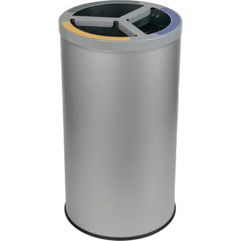 Odpadkový koš AlDA Koš na tříděný odpad STREAM TRIO s vnitřní kovovou nádobou 3 × 20 l, nerezová šedá ocel