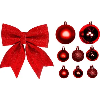 LAALU Vánoční ozdoby - sada ČERVENÉ VÁNOCE, na stromky 120 - 210 cm 73 ks