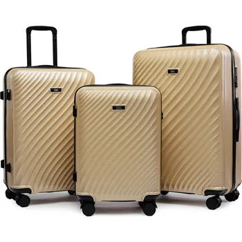 ROWEX Extra odolný cestovní kufr s TSA zámkem Roseline 3v1, šampaňský
