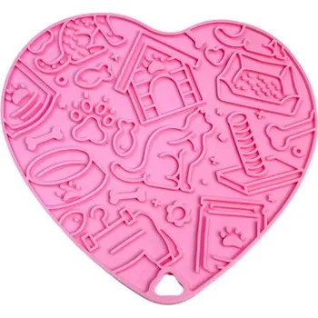 Miska pro psa ANNAM Lízací podložka srdce 20 × 17 cm, růžová